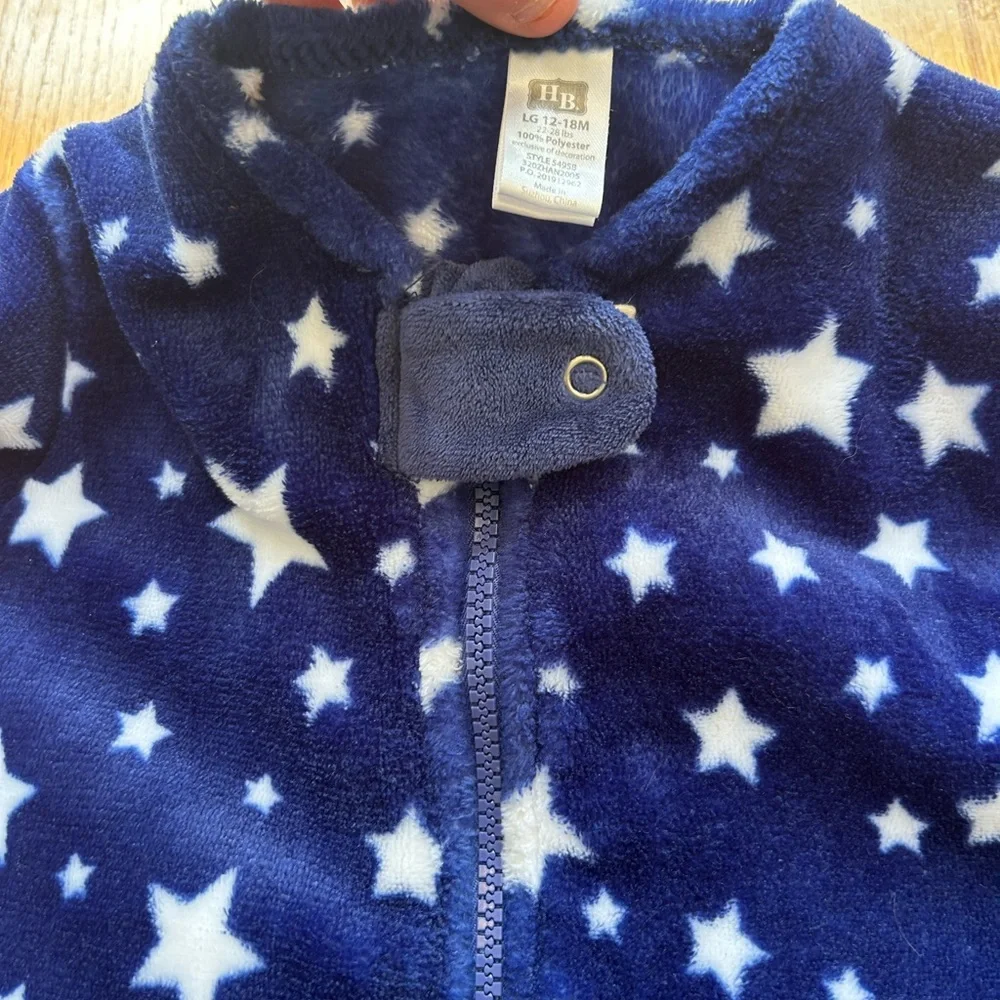 Hudson‎ Baby 12-18M Plush Fleece Sleep Sack Long Sleeve Wearable Blanket Blue